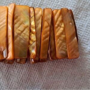 Bracelet Stretchy With Orange Shell Beads Used, Rare Vintage, 6.5”